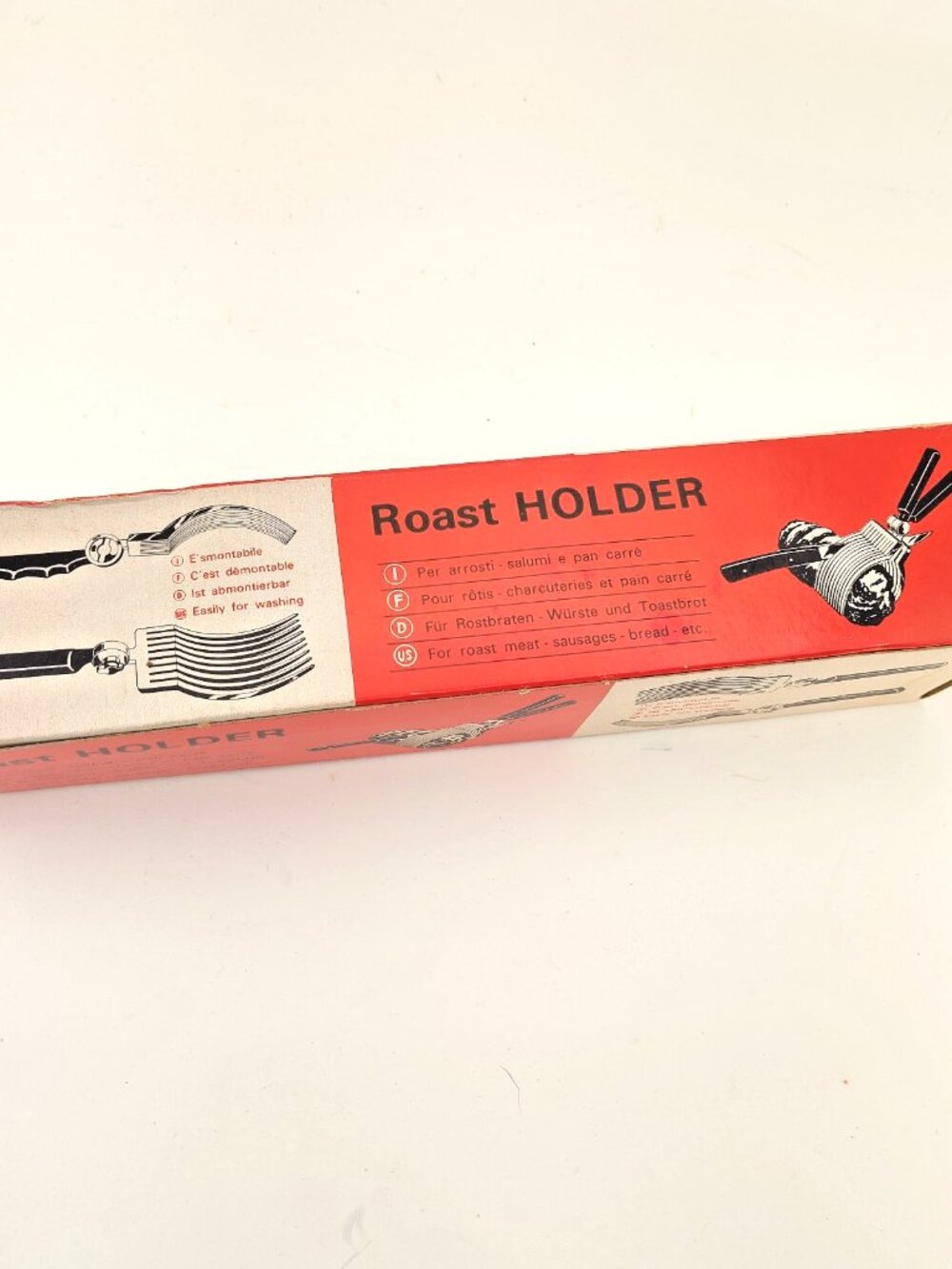 Vintage Aluminum Roast Holder Japan Original Box Meat Sausage Holder